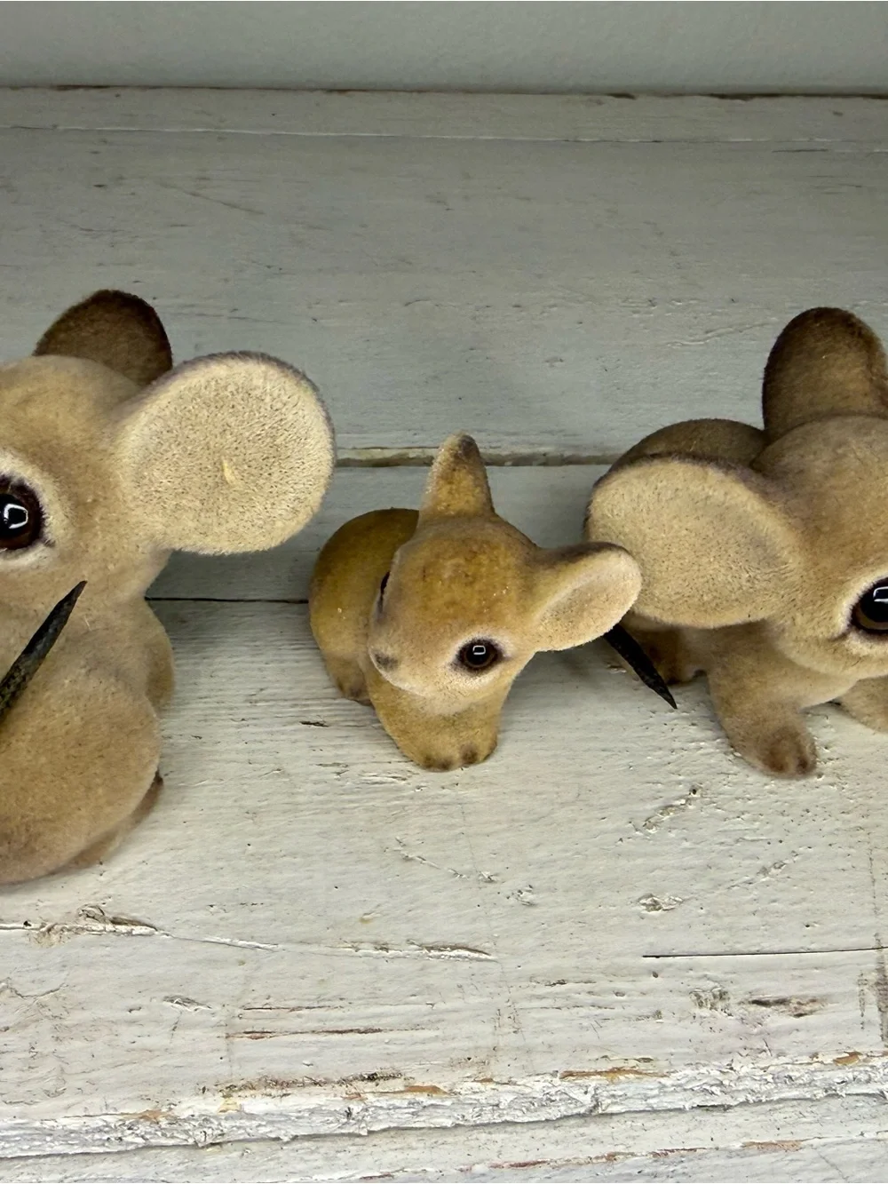 Vintage Rare Patmar Japan Flocked Mice Family, big ears figures, EUC